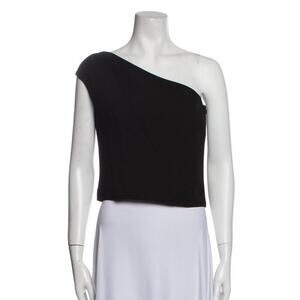 Halston One Shoulder Black Top - 4